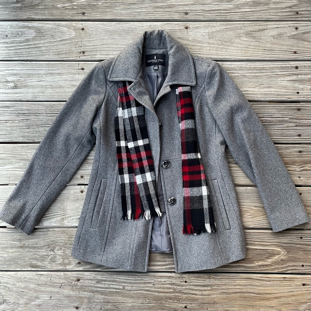 Grey London fog coat
